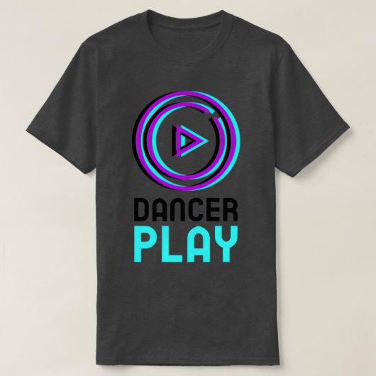 Dancer Play-knop paars blauw zwart-witdesi T-shirt (Design voorkant)