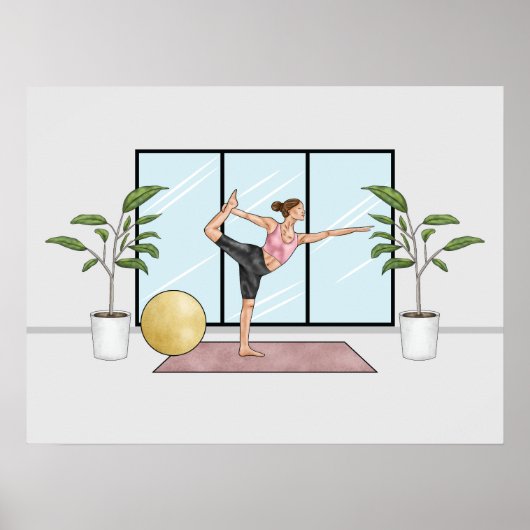 Dancer Pose Yoga Natarajasana Balans Workout Meisj Poster (Voorkant)