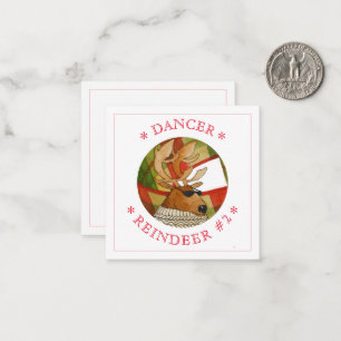 DANCER REINDEER 2,5"Vierkante Vlakke Kaart Notitiekaartje