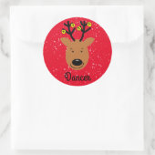 Dancer Reindeer Classic Round Sticker (Tas)