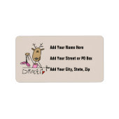 Dancer Reindeer T-shirts en cadeautjes Etiket (Voorkant)