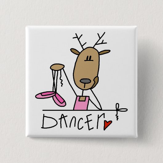 Dancer Reindeer Tshirts en Gifts Vierkante Button 5,1 Cm (Voorkant)