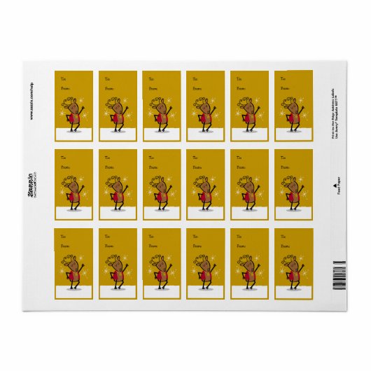 Dancer Rendier Gift Label Label (Full Sheet)