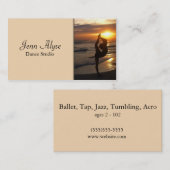 Dancer Silhouette, Beach at Sunset Dance Studio Visitekaartje (Voorkant / Achterkant)