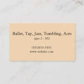 Dancer Silhouette, Beach at Sunset Dance Studio Visitekaartje (Achterkant)