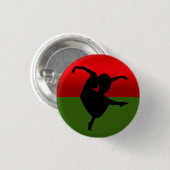 DANCER SILHOUETTE BLACK RED AND GREEN RONDE BUTTON 3,2 CM (Voorkant /achterkant)