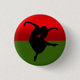 DANCER SILHOUETTE BLACK RED AND GREEN RONDE BUTTON 3,2 CM