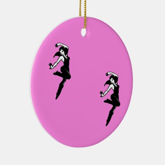 Dancer silhouette op roze keramisch ornament (Rechts)