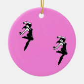 Dancer silhouette op roze keramisch ornament (Voorkant)