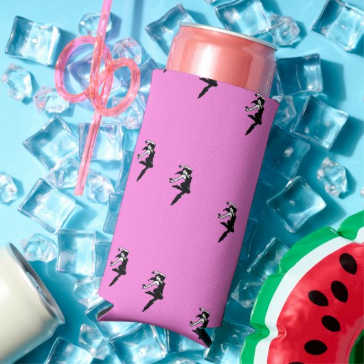 Dancer silhouette op roze seltzer blikjeskoeler (Insitu Zomer)