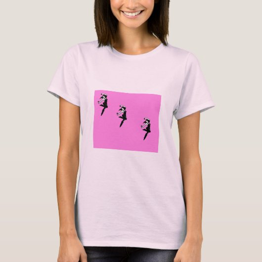 Dancer silhouette op roze t-shirt (Voorkant)