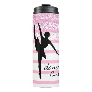 Dancer Silhouette Striped Thermal Tumbler Thermosbeker