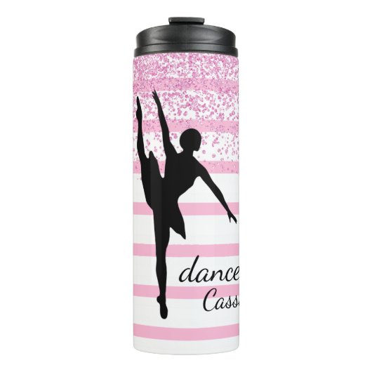 Dancer Silhouette Striped Thermal Tumbler Thermosbeker (Voorkant)