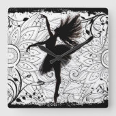 Dancer Square Wall Clock Vierkante Klok (Voorkant)