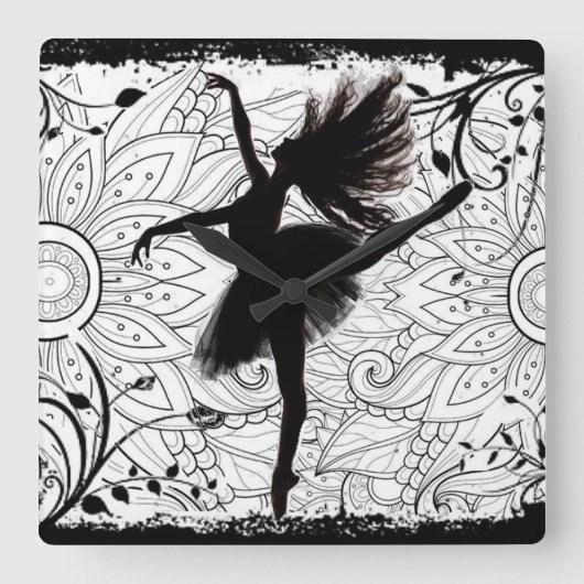 Dancer Square Wall Clock Vierkante Klok (Voorkant)