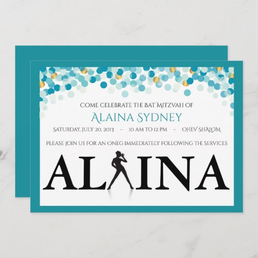 DANCER STIPPEN Bat Mitzvah Uitnodiging (Voorkant / Achterkant)