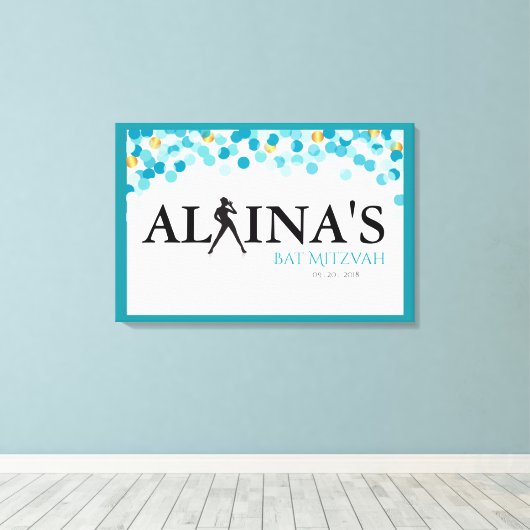 DANCER STIPPEN Bat Mitzvah Uitnodiging Canvas Afdruk (Insitu (Houten vloer))