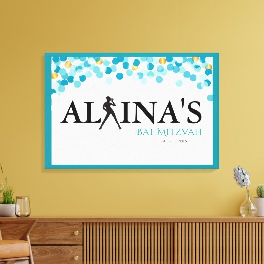 DANCER STIPPEN Bat Mitzvah Uitnodiging Canvas Afdruk (Insitu (Woonkamer))