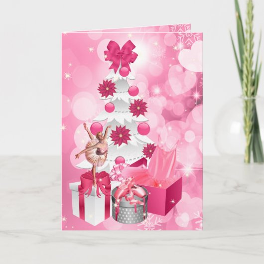 Dancer Thlek Pink Ballerina Kerstmis Feestdagen Kaart (Voorkant)