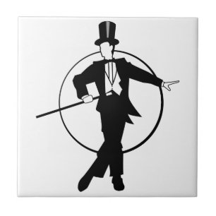 Dancer Tuxedo Top Hat Cane 20's art deco Tegeltje