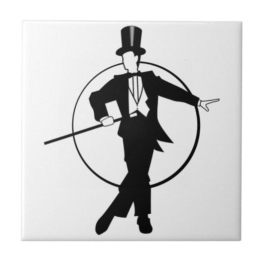 Dancer Tuxedo Top Hat Cane 20's art deco Tegeltje (Voorkant)