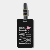 Dancer voor Life Black met hart Bagagelabel (Voorkant verticaal)