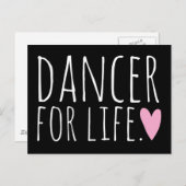 Dancer voor Life Black met hart Briefkaart (Voorkant / Achterkant)