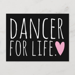 Dancer voor Life Black met hart Briefkaart