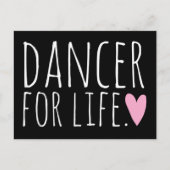Dancer voor Life Black met hart Briefkaart (Voorkant)