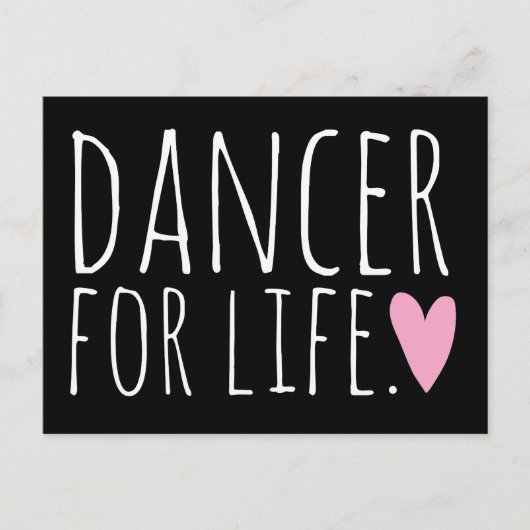 Dancer voor Life Black met hart Briefkaart (Voorkant)