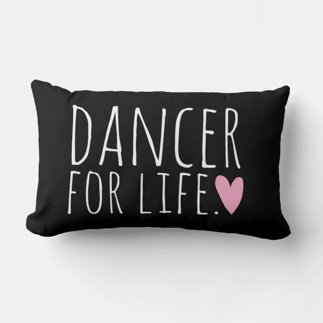 Dancer voor Life Black met hart Kussen (Voorkant)