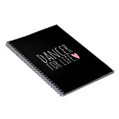 Dancer voor Life Black met hart Notitieboek (Rechterzijde)