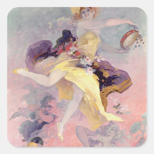 Dancer with a Basque Tambourine Vierkante Sticker (Voorkant)