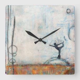 Dancer Yoga Girl Square Clock Vierkante Klok