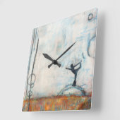 Dancer Yoga Girl Square Clock Vierkante Klok (Hoek)
