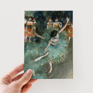Dancer zwaaien, danser in Groen   Edgar Degas Briefkaart