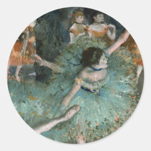 Dancer zwaaien, danser in Groen   Edgar Degas Ronde Sticker