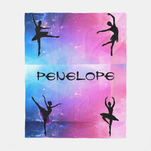 Dancers Blue & Pink Abstract Ballerina Blanket Fleece Deken (Voorkant)