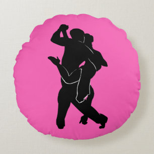 Dancers Couple Pink Round Pillow - Uw kleuren Rond Kussen