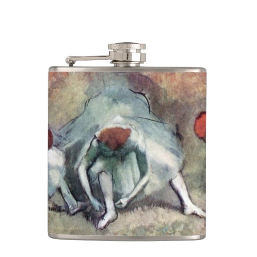 Dancers die hun schoenen uittrekken van Edgar Dega Heupfles (Voorkant)