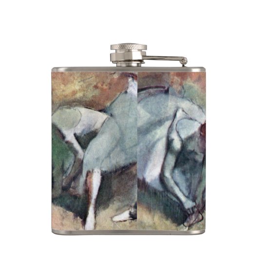 Dancers die hun schoenen uittrekken van Edgar Dega Heupfles (Achterkant)