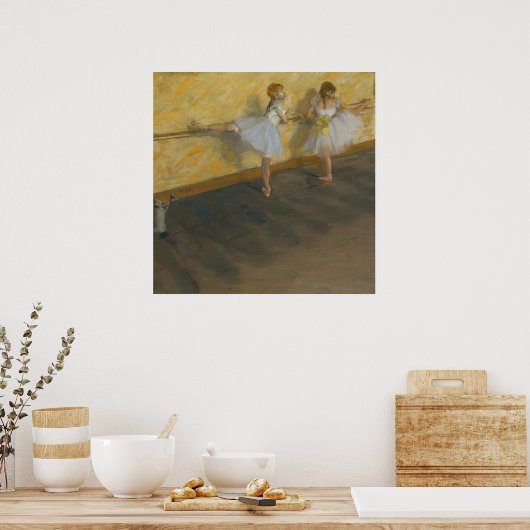 Dancers die in de Barre - Edgar Degas oefenen Poster (Keuken)