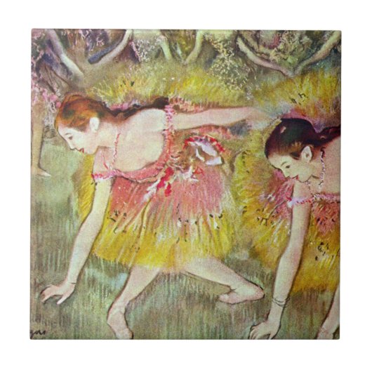 Dancers die naar beneden buigen door Edgar Degas, Tegeltje (Voorkant)