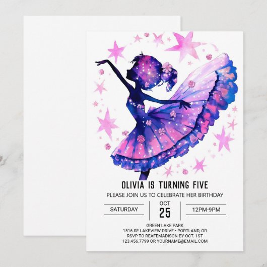 Dancer's Digital Ballerina Verjaardag Kaart (Voorkant / Achterkant)