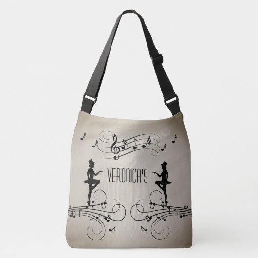 Dancers en persoonlijke naam muziek crossbody tas (Voorkant)