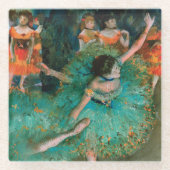 Dancers in Groen door Edgar Degas Glazen Onderzetter (Voorkant)