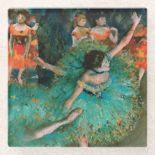 Dancers in Groen door Edgar Degas Glazen Onderzetter (Voorkant)