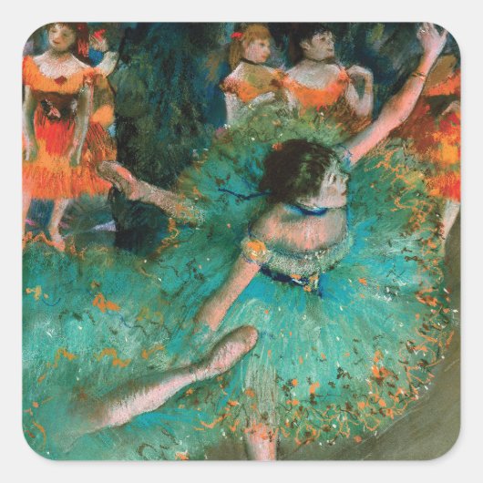 Dancers in Groen door Edgar Degas Vierkante Sticker (Voorkant)