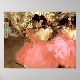 Dancers in roze door Degas Poster