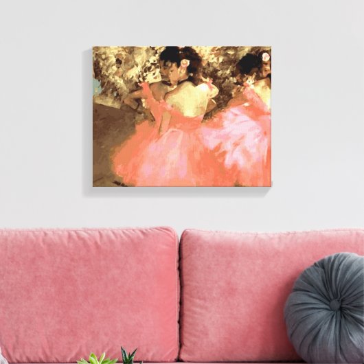Dancers in roze door Degas Wrapped Canvas (Insitu (Woonkamer))